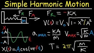 Simple Harmonic Motion Mass Spring System  Amplitude Frequency Velocity  Physics Problems [upl. by Ecnerat116]