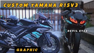 Customized yamaha r15v3 with devil DRL light [upl. by Ress]