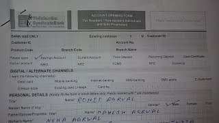 How to Fill Account Opening Form of Syndicate Bank [upl. by Iggy]