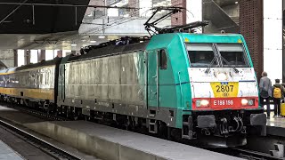 Train at AntwerpenCentral Station 4K [upl. by Nylrebmik353]