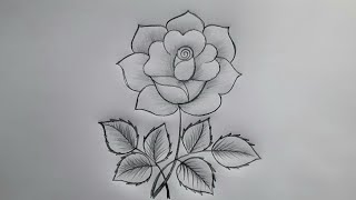 Rose Drawing  How To Draw A Rose  Flower Design Drawing  Flower Art [upl. by Greenlee]