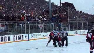 Syracuse Crunchs Jon Mirasty vs Binghamton Senatorss Jeremy Yablonski  Outdoor Game 2202010 [upl. by Nadiya864]