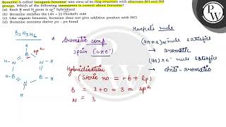 Borazine is called inorganic benzene min view of its ring structure with alternate BH and NH gr [upl. by Netloc]