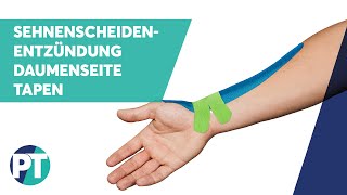 Sehnenscheidenentzündung  QuervainKrankheit Tapen » Tape Anleitung » PhysioTape [upl. by Hairu]