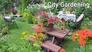 Small City Garden Packed with Colourful Flowers  Perennial Garden Tour [upl. by Enalb841]