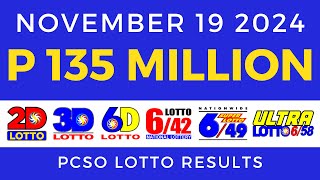 Lotto Result Today 9pm November 19 2024 PCSO [upl. by Calvert405]