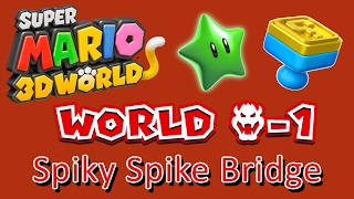 Super Mario 3D World  World Bowser1 Spiky Spike Bridge all collectables [upl. by Gelasias396]