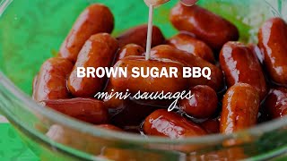 Brown Sugar BBQ Mini Sausages easy Lil Smokies with BBQ sauce recipe perfect for tailgates 🏈 [upl. by Muhcon]