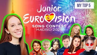 MY TOP 5 SONGS JUNIOR EUROVISION 2024 [upl. by Dadinirt]