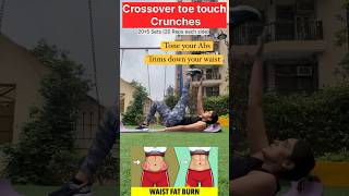 How to do easy crunches at Home crossover toe touch crunches shorts ytshorts crunches abscore [upl. by Anuqahs]