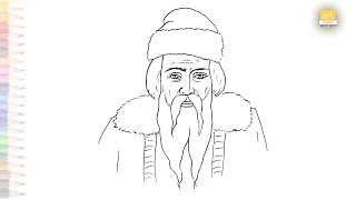 Johannes Gutenberg portrait sketch  Outline Art  How to draw Johannes Gutenberg step by step [upl. by Herwig]