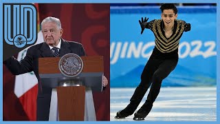 AMLO desea suerte a Donovan Carrillo en la final de patinaje artístico en Beijing 2022 [upl. by Dnomasor]