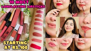 10 MostBest Affordable Long Lasting Lipsticks 2023  Peachy NudesPinky NudeCorals Red Lipsticks [upl. by Clite]