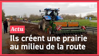 Colère des agriculteurs ils sèment un hectare sur la RN165 [upl. by Sirrot]