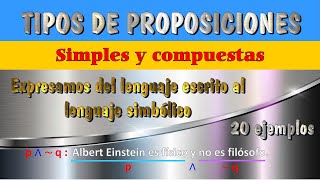 PROPOSICIONES SIMPLES Y COMPUESTAS  CLASES DE PROPOSICIONES LOGICAS  TIPOS DE PROPOSICIONES LOGICA [upl. by Yllatan]