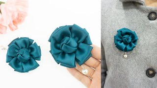 DIY Brooches  Lovely and Easy little brooch with satin ribbons  Brooches Tutorial [upl. by Balac]