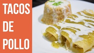 COMO HACER TACOS DE POLLO EN SALSA VERDE CON CREMA Y ARROZ FACIL Y RAPIDO [upl. by Yseulte]