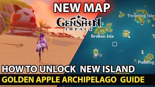 Genshin Impact  How To Unlock New Map Golden Apple Archipelago Island Guide [upl. by Oderfigis]