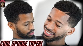 Barber Tutorial Curl Sponge Taper Fade HD [upl. by Euqnomod]