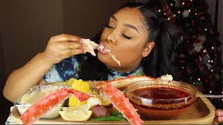 KING CRAB SEAFOOD BOIL WITH BLOVE SAUCE AND CREAMY ALFREDO [upl. by Oakman]