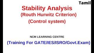 Stability analysis Routh Hurwitz criterion  control system  Tamil  GATE IES ISRO  Govt exam [upl. by Enailuj]