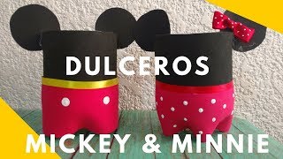 IDEAS PARA FIESTAS con Foami  DIY dulceros Mickey Minnie reciclando botellas [upl. by Atalaya]