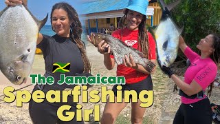 Watch Jamaican Spearfishing Girl Hunt Down Her Lunch Crazy Lifestyle [upl. by Martreb722]