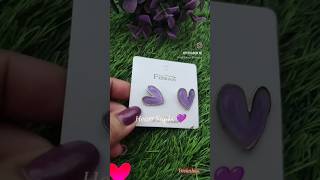 Heart Shape Resin Earring 💜❤️peekabow heart resinart [upl. by Nee]