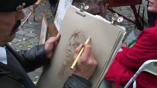 A pastel portrait Tutorial from the Place du Tertre in Paris [upl. by Ardeth]