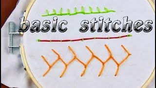 BASIC EMBROIDERY STITCHES FOR BEGINNERS [upl. by Phylys]