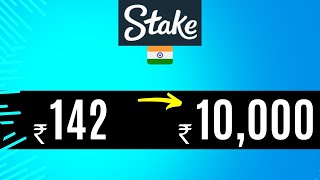 TURNED 142 RS INTO 10000 RS IN STAKE 😮🤑 STAKE GAME CHALLENGE [upl. by Laeynad896]