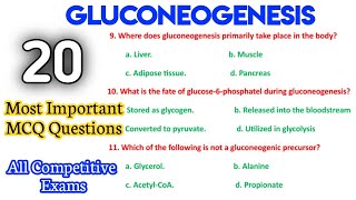 Biochemistry MCQ with Answers  Gluconeogenesis MCQ For Competitive Exams [upl. by Asenaj]