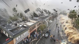 Massive destruction in the Philippines Typhoon Krathon blows away houses and cars wind 220 kmh [upl. by Annahsat749]