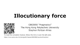 CBS3950 Pragmatics Illocutionary force [upl. by Annagroeg]