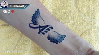 Unique A letter tattoo with wings  letter A tattoo  A name tattoo  A tattoo [upl. by Ayokal567]