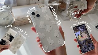 ☁🤍iphone 13 unboxing starlight 256gb  cute cases and accessories [upl. by Annemarie854]