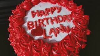 Red velvet cake with rosette decoration Simple and tasty cake recipecake decorationPls subscribe [upl. by Mckee307]