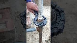 Best homemade pipe wrench from old bike chain and sprocket tools diy shorts [upl. by Malilliw]