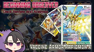 Vaccine Armor Rapidmon X Deck Review and Analysis Digimon Card Game BT16 Beginning Observer [upl. by Nylaret]