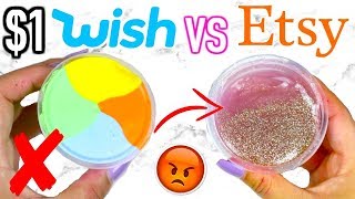 1 WISH SLIME VS 1 ETSY SLIME Which Is Worth It [upl. by Nnairrehs]