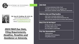 FBAR Filing 2024  The FBAR Filing Requirements Deadlines and Penalties Golding amp Golding [upl. by Savanna]