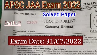 APSC JAA Exam paper Ans Key 31072023  APSC Solved Paper junior Administrative Assistant [upl. by Avi]