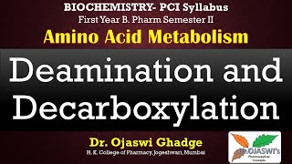 Amino acid metabolismDeamination and decarboxylationBPharmSem IIBiochemistry [upl. by Ohcamac]