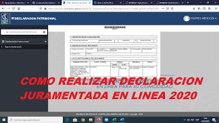 COMO REALIZAR DECLARACIÓN JURAMENTADA EN LÍNEA 2020 [upl. by Slin256]