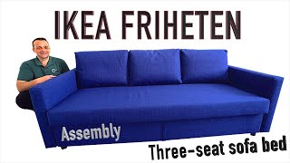 IKEA FRIHETEN Three seat sofa bed Assembly instructions [upl. by Ecinereb]