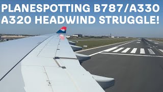 BELGRADE AIRPORT PLANESPOTTING heavy headwind B787 a330 a320 aviation airserbia landing [upl. by Euqnomod]