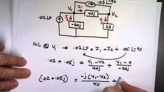 Nodal Analysis Example using Phasor  Example 1 [upl. by Ecneitap]