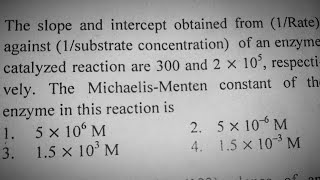 Csir net december 2017 solution MichaelisMenten constant [upl. by Cory18]