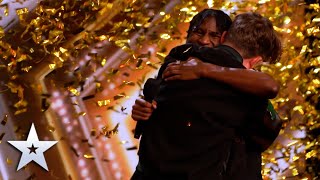 GOLDEN BUZZER Alesha moved to tears by musical duo Flintz amp T4ylor  Auditions  BGT 2022 [upl. by Eladnar]