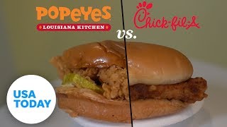 Popeyes vs ChickfilA Southerners do a blind chicken sandwich tastetest  USA TODAY [upl. by Abihsat]